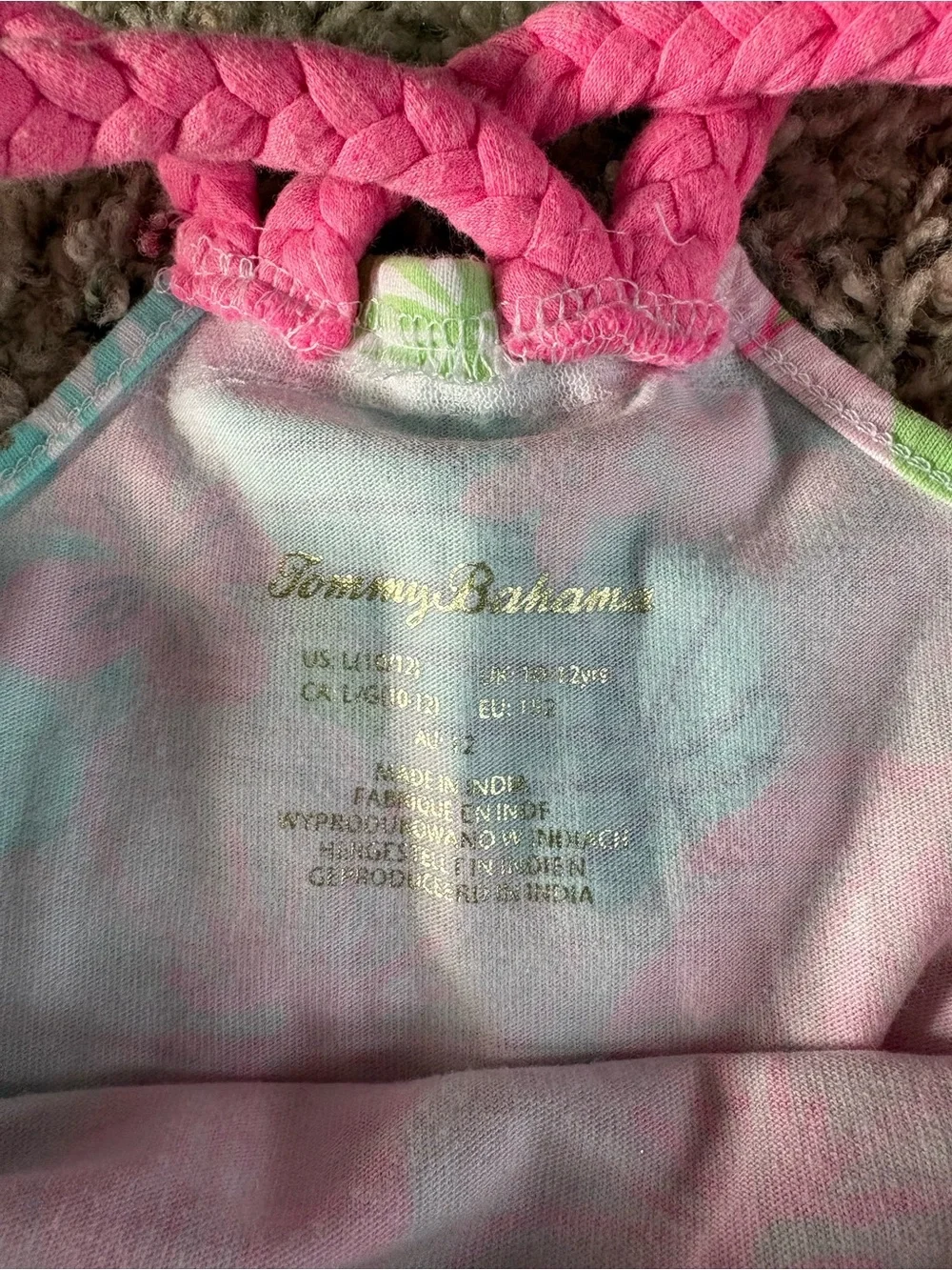 Tommy Bahama Girls Floral Tank Romper in Pink & Aqua